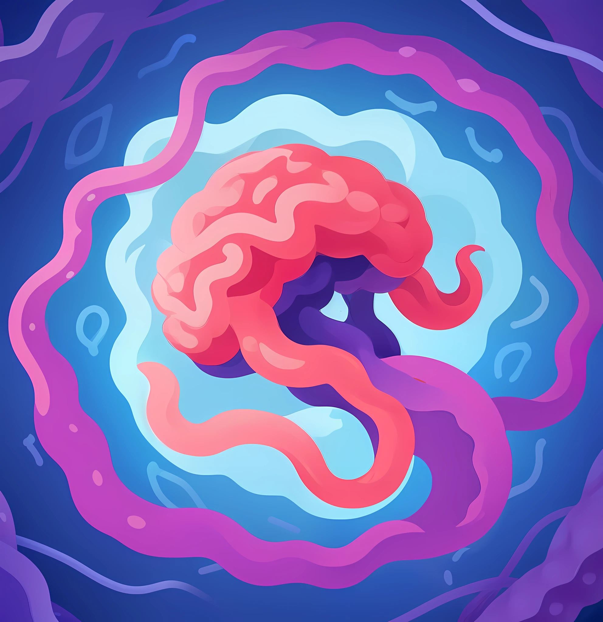coloredic0n icon, fundo branco (to make it easy to crop the symbol), a brain in a deep blue ocean with several purple tentacles holding the brain down trying to suffocate it, several tentacle spirals around the brain, Psychoanalysis, psicologia, Degeneration, parafilia.