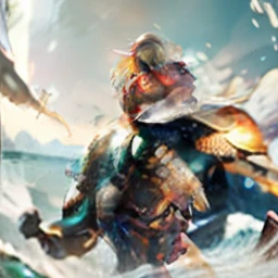 (8k, RAW photo, best quality, masterpiece: 1.2), ultra-detailed, formal art, photorealism: 1.37, upper body shot, DC Aquaman, film grain, action pose
