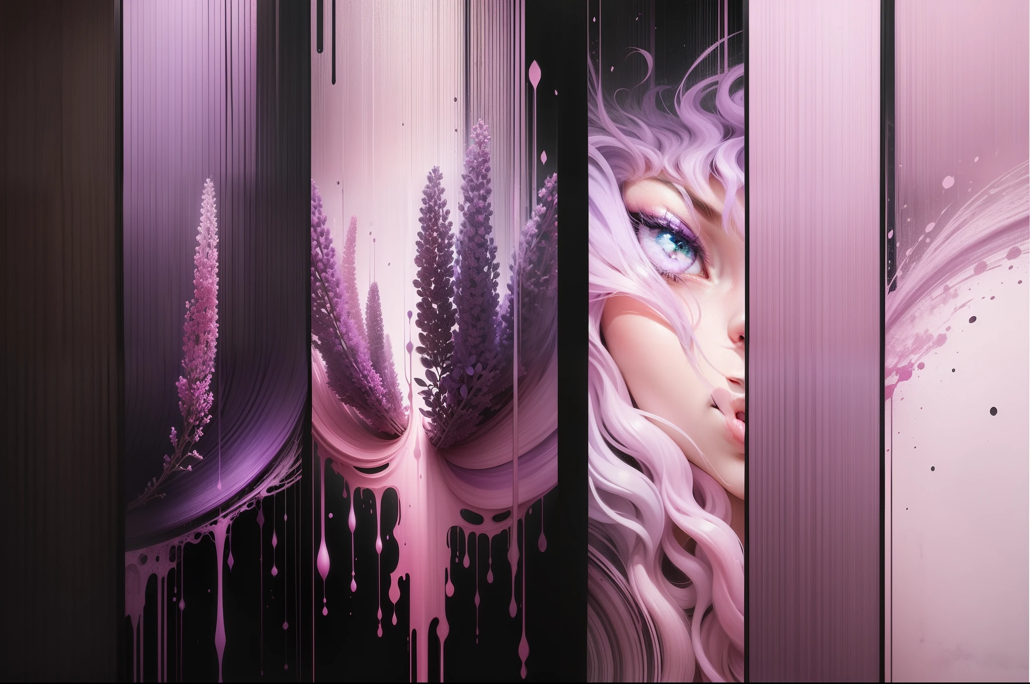 Gothing abstract lilac and pink color poster, ultrarealistic
