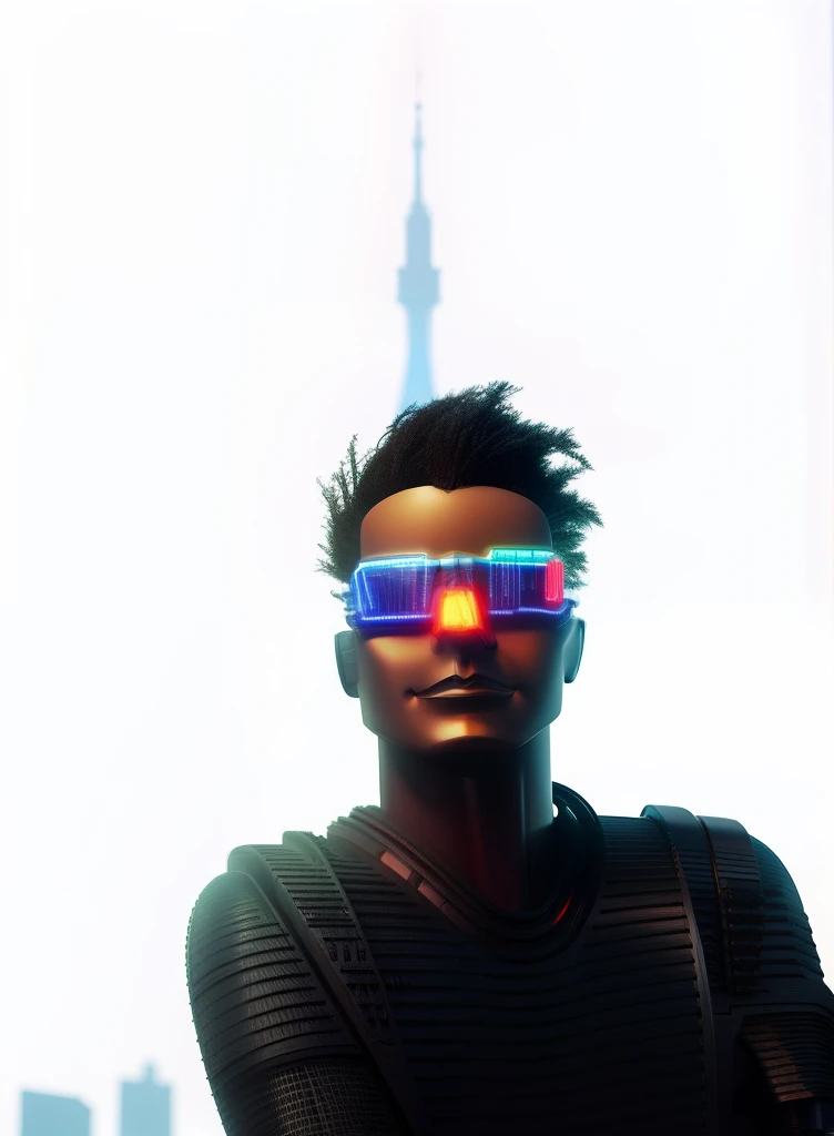 Close-up of Futuristic cityscape made of rows of
tall skyscrapers and neon signs.