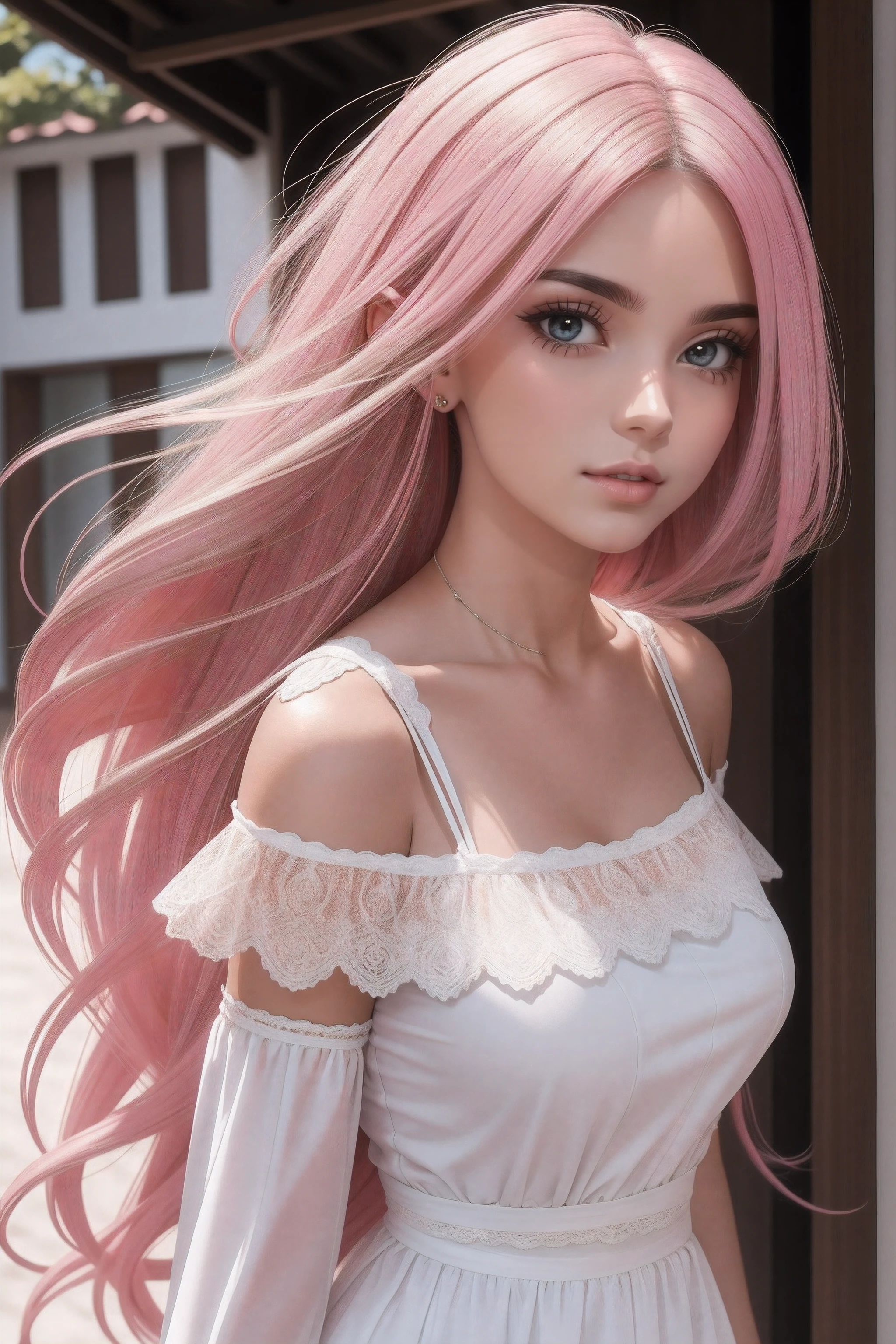 (bela garota de cabelos rosa, anime)