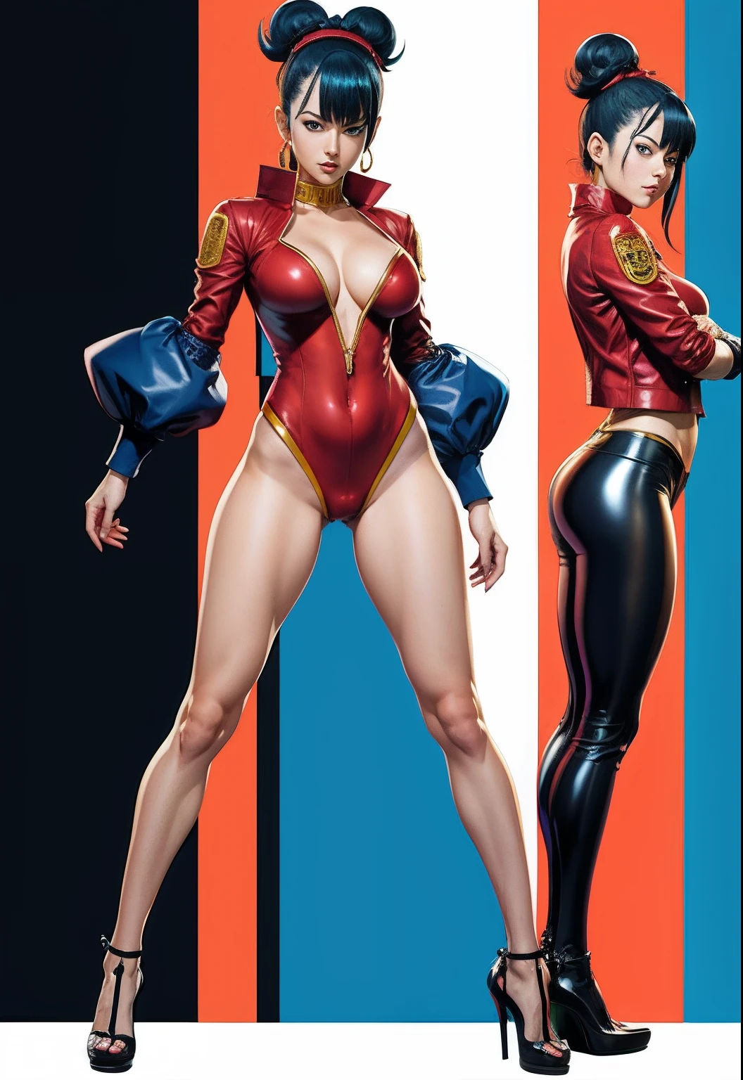Full body portrait of one Woman in the style of Yusuke Murata