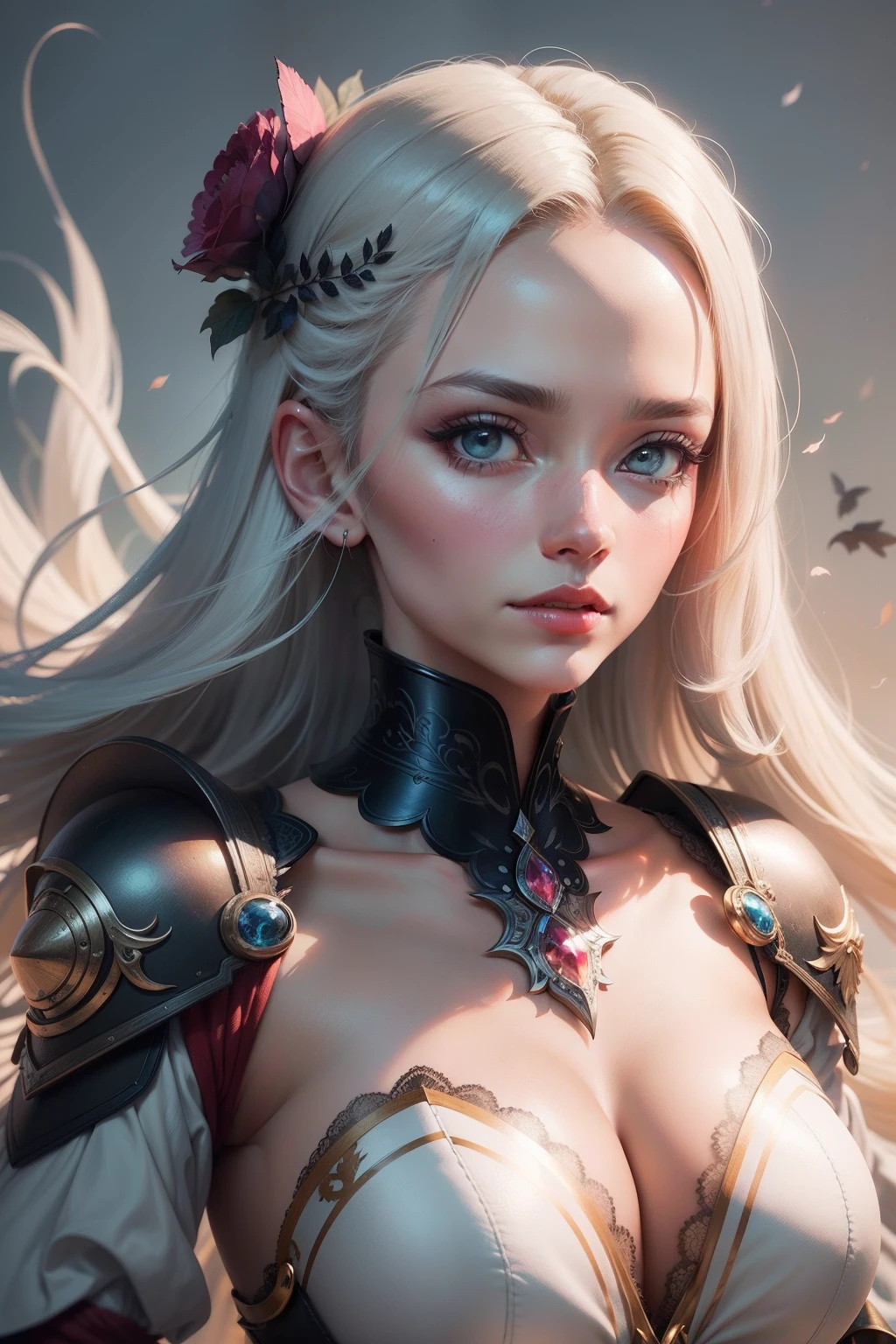 um close up de uma mulher com cabelos vermelho e um cocar de penas;, lindo arte digital, stunning digital illustration, Arte digital altamente detalhada em 4k, linda arte digital linda, exquisite digital illustration, deusa. Detalhes extremamente altos, arte digital de fantasia detalhada, bela arte digital, arte digital impressionante, Arte digital detalhada em 4k, epic digital art illustration, bela arte digital