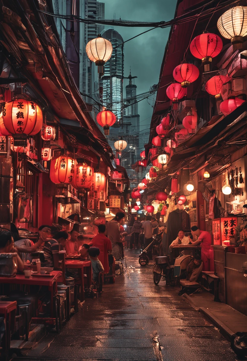 republic,hong kong,Cantonese restaurant,Tangxi,Brothel,on cheongsam,Regal,Wind and moon industry,Streets at night,pedestrians,stores,Small vendors,rickshaw,sedan chair