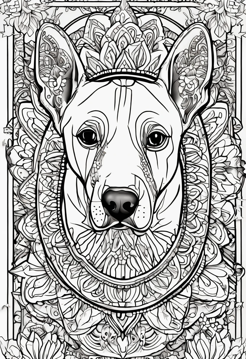 Desenho de Desenhos para colorir para adultos, linhas em negrito, linhas escuras, corpo mandala, corpo do filhote de cachorro, labrador retriever mandala cara de cachorro, Mandala Face, symmetric, Background Story, Arte de linha limpa, arte de linha fina, 512x 768 resolution