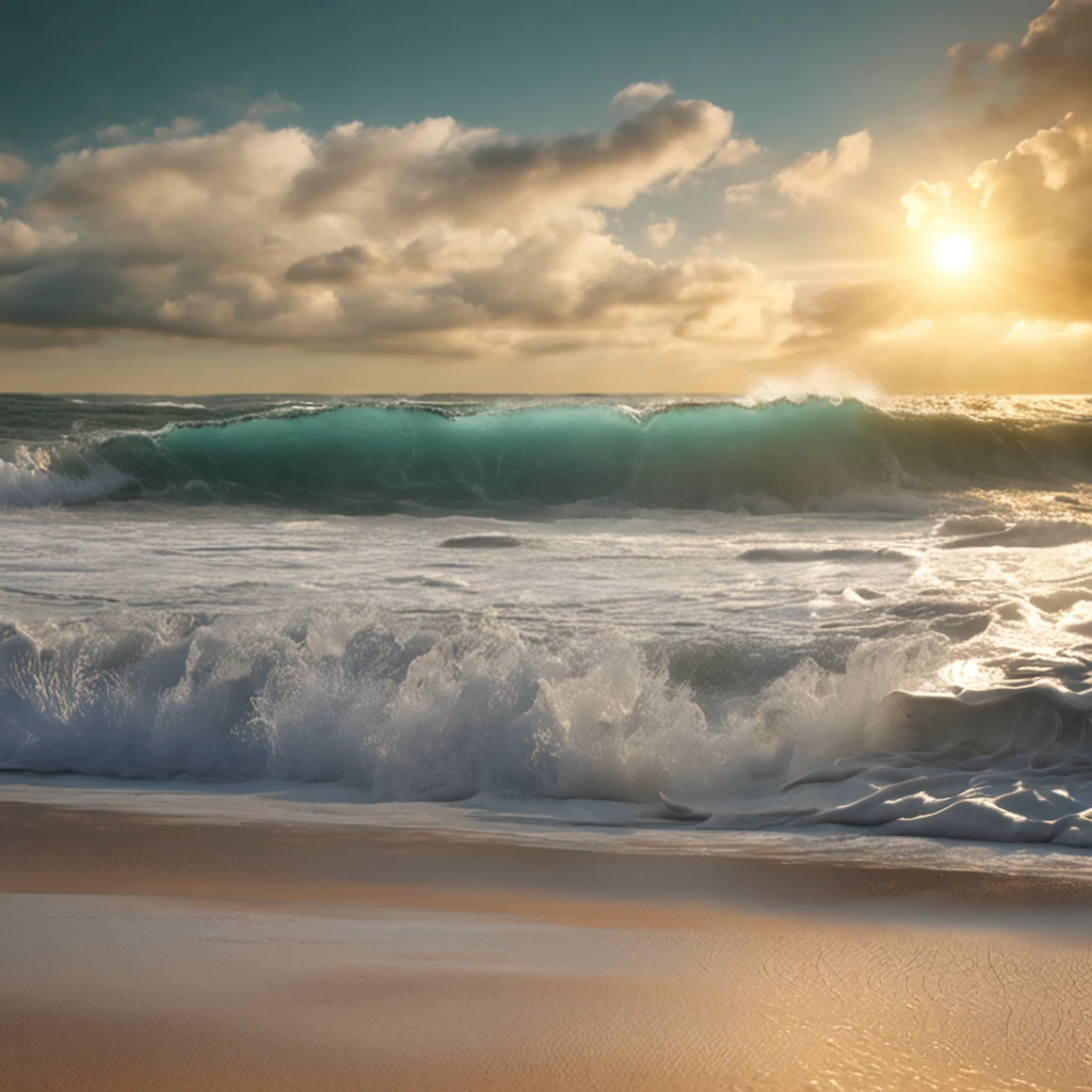 concha na praia ensolarada，Photorealistic rendering，The is very detailed，tmasterpiece，Miniatura