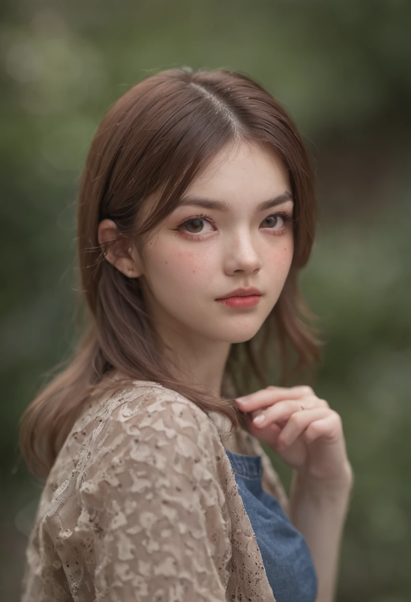 An American woman、20yr old、hitornfreckles、kawaii、Kamimei、small tit、round ass、denim pant、A little angry face