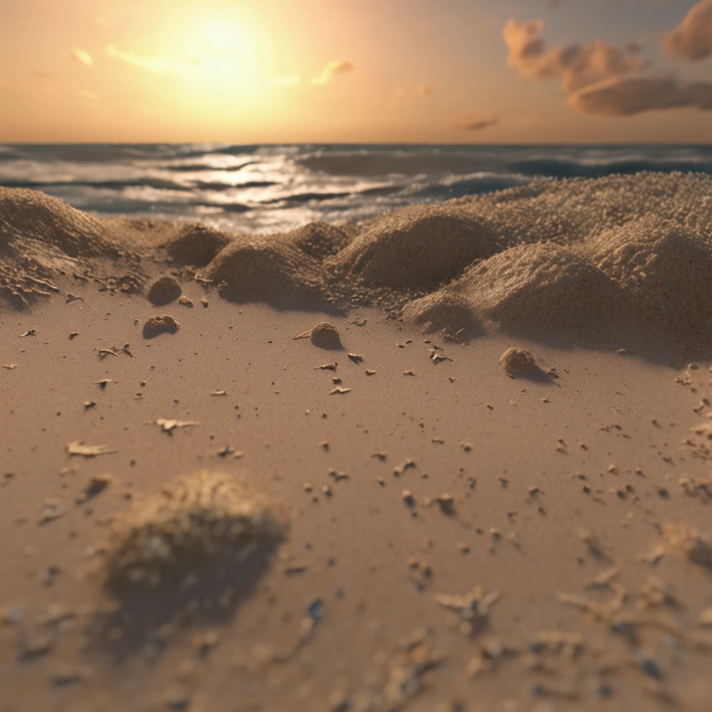 uma ostra na areia da praia, photorealistic render，The is very detailed，tmasterpiece，Miniatura
