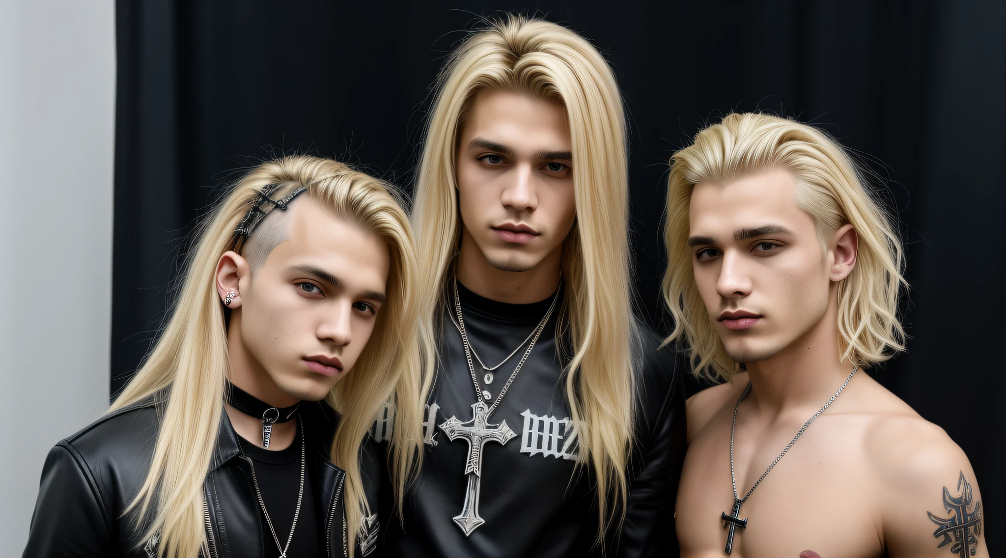 BLONDE HAIR KIDS MAN CABELO LONGO METAL HAIR , Gothic cross, cruz, CRUZES
