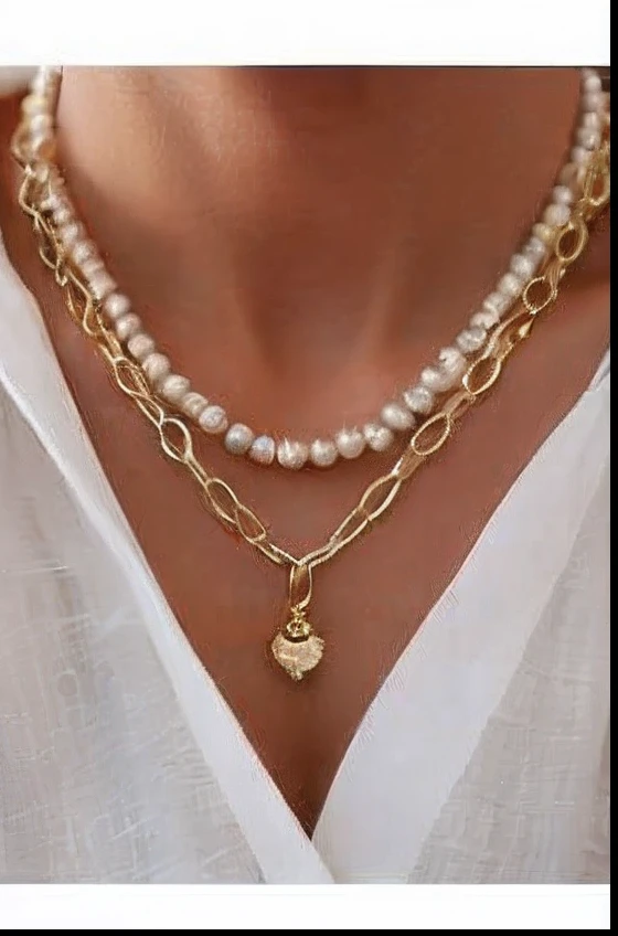 Chunky gold chokers with a moon
