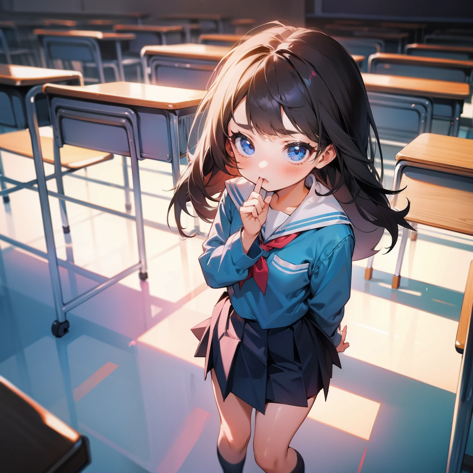 loli girl in school uniform in a classroom