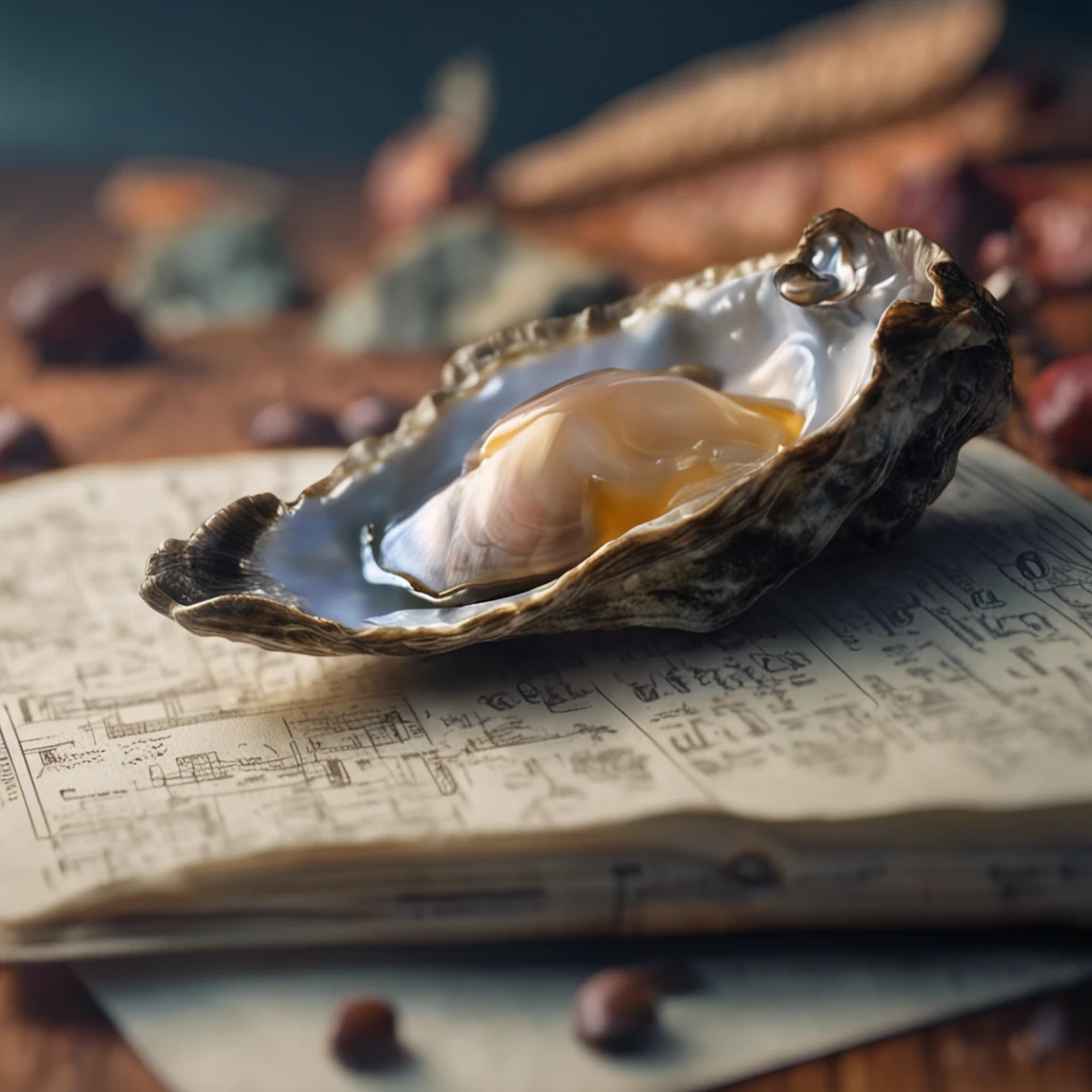 a hand holding an oyster, photorealistic render，The is very detailed，tmasterpiece，Miniatura