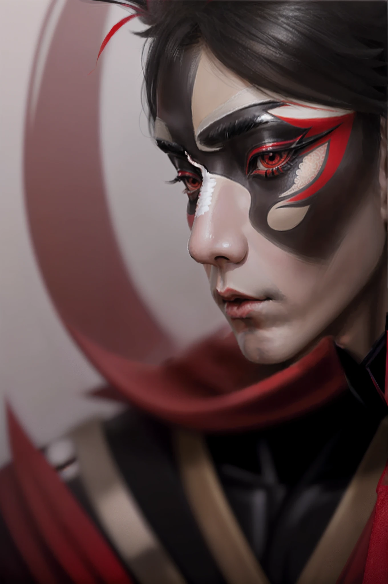 Kabuki theater style heavy make up close up shot kabuki make up face paint