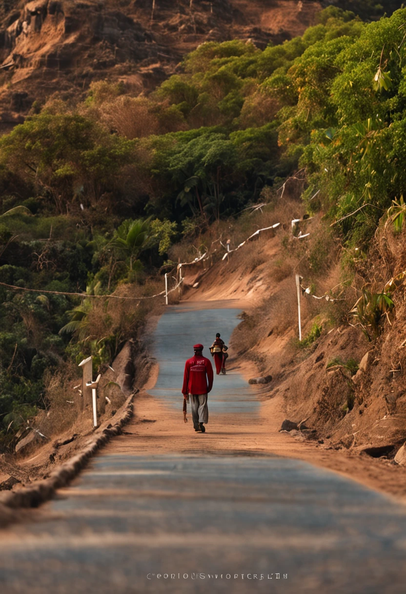 ma imagem que retrata uma jornada, com um caminho sinuoso que leva a uma montanha. People are following this path, and those who walk with humility are progressing with confidence and clarity, while those who have chosen pride encounter obstacles and difficulties along the way. Isso visualmente representa a ideia de que a humildade nos guia com sabedoria em nossa jornada pela vida.