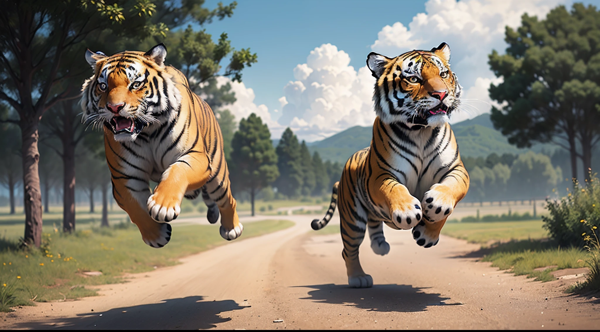 Tiger jumping