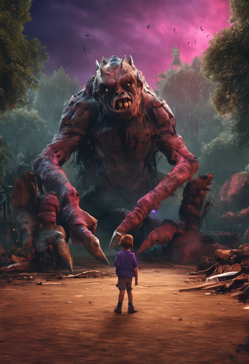 Imagine a monster child in a destroyed park