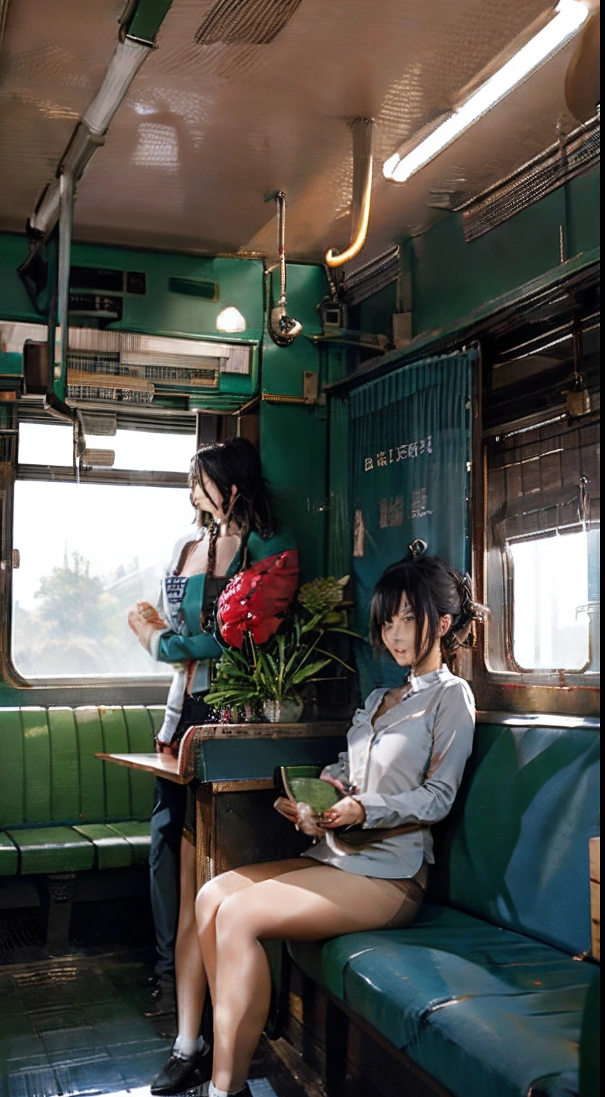 Bohoai Train, Inside the train,Make the inside of the train a unique and cool café., Decorated with colorful flowers and plants
