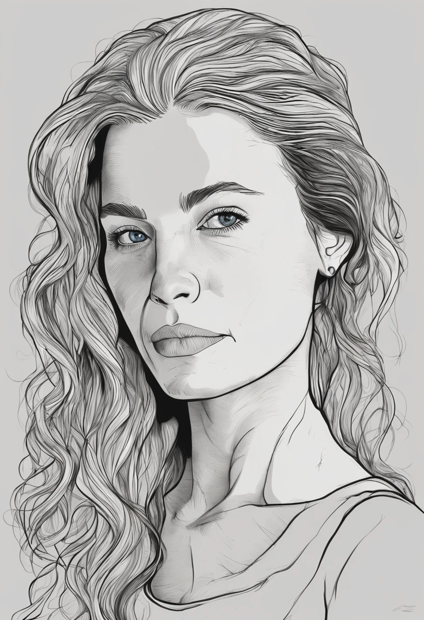 Realisata image of 30-year-old woman, tez blanca y cabello oscuro.