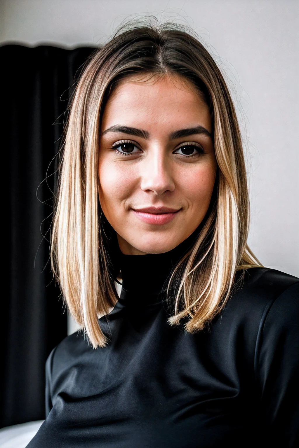 Instagram-Foto, Nahaufnahme Gesicht 1.4f, bookeh effect, Foto von 23 Y.o Chloe in black clothes in bedroom, Spaltung, show boobs, breasts, blasse Haut, (smil:0.4), Harte Schatten, posierend, positionen, angeben, Mikro-Details, weiches Licht, fotorealistisch, proportional, Hyper Details, Jung, Gemeinsames Gesicht, Ein lebendiges Gesicht, Detaillierte, seductive eyes, in einem schwarzen Sweatshirt, ((detailed facial features)), (fein detaillierte Haut), blasse Haut, Realistische Hautstruktur, Extreme Hautdetails, (poren:0.1), Masterpiece best quality, fotorealistisch, Eine hyperrealistische, Detailliert, 8K, HDR, (Sanfte Farbe: 1.2), light depth of field, Breites Licht, Hoher Kontrast, Hintergrundbeleuchtung, Leichtes Funkeln, chromatische Aberration, Scharfer Fokus, RAW-Farbfoto
