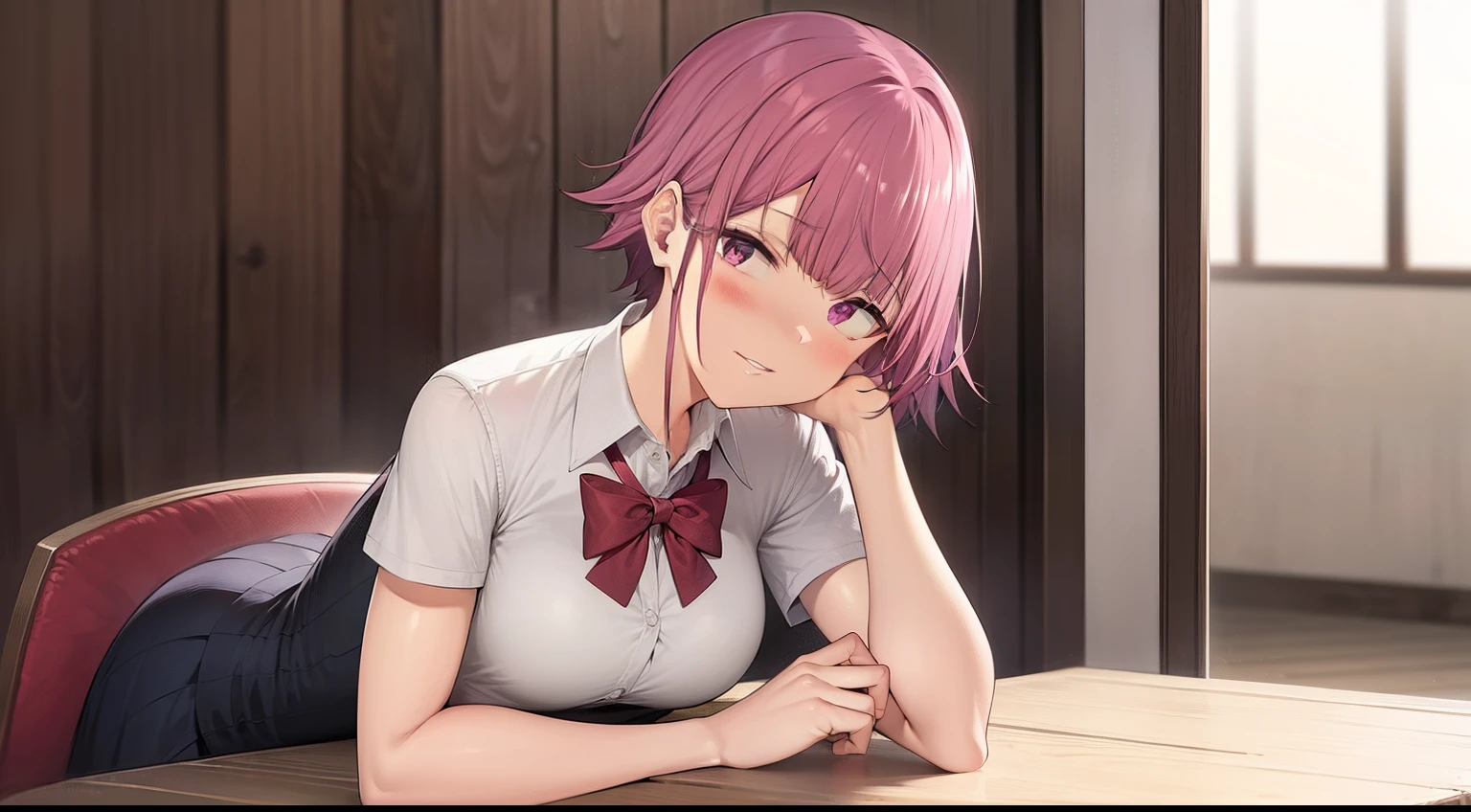 (Masterpiece, best quality), a girl, pink hair