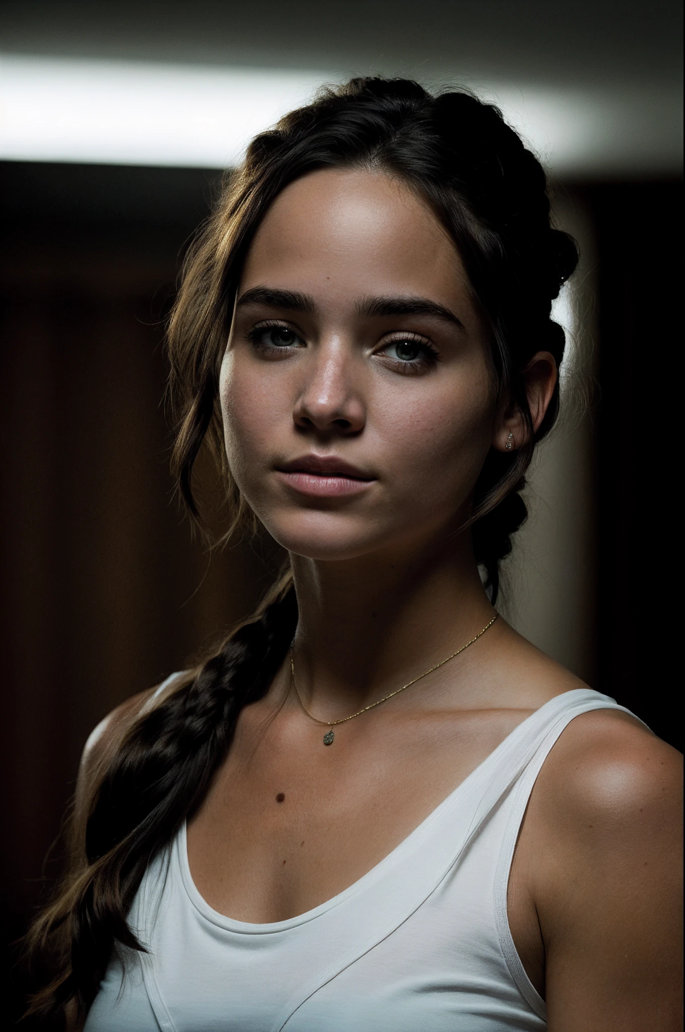 Foto RAW, Foto de retrato de medio cuerpo de Katniss, cara linda, cara feliz, Sombras suaves, Cinematic shot, Dramatic lighting
