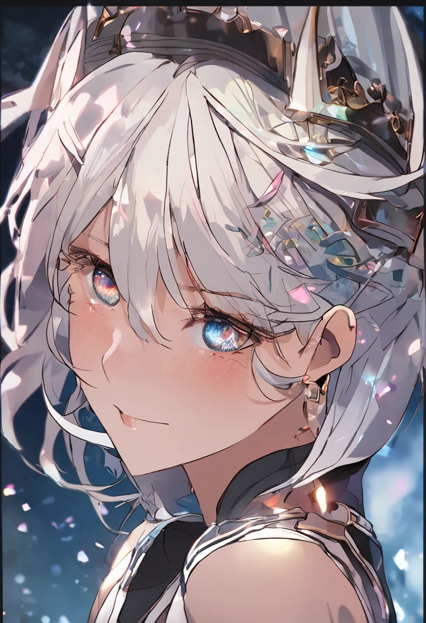 ((masterpiece, best quality)),Maid,Pure white background,Detailed face,Smile,whole body,Perfect body proportions,Glowing milky white eyes,sexly,Tattoo,extremely beautiful,transparent,High heel,Fishnet stockings,Star decoration,