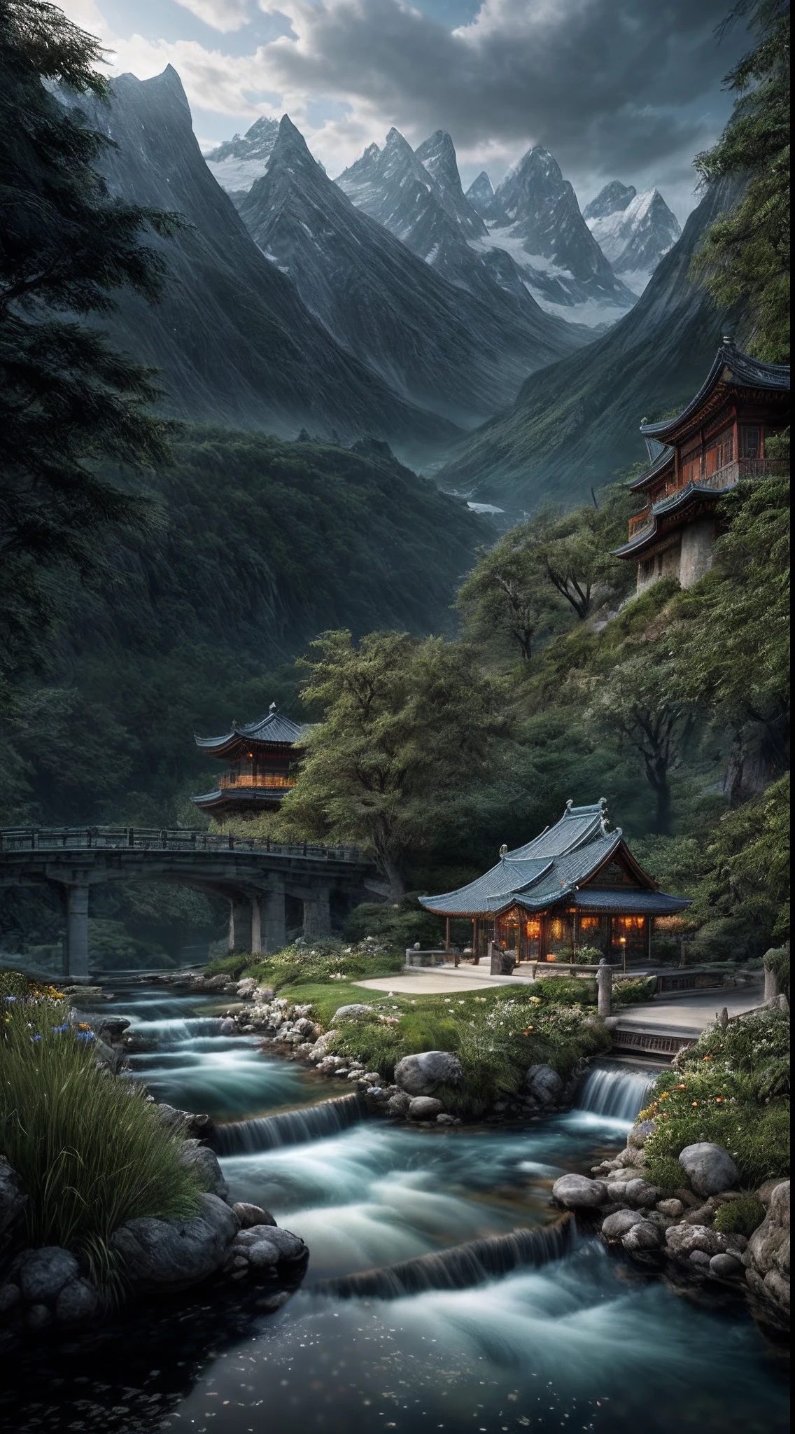 tmasterpiece,top-quality,Knob box, Dreamy landscape in a transparent glass jar,Placed on the table,,fantasy,small bridge flowing water, Chinese elements,Transparent data visualization, trends in art station, Tom Bagshaw and Seb McKinnon, ultra - detailed, hyper realisitc, cinematic ligh, Dramatic lighting, Volumetriclighting, 150mm, rendering by octane, Photoreality, denoised, Take photos with the Hasselblad H3DII,The fantastic scenery continues