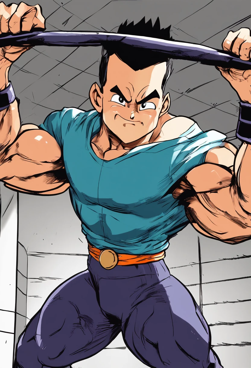 Imagine that Gohan became an Olympic weightlifting athlete. Descreva sua jornada de treinamento rigoroso, overcoming obstacles and finally achieving your goal of lifting a heavy bar, proving that he inherited his father's power and determination, Goku.”