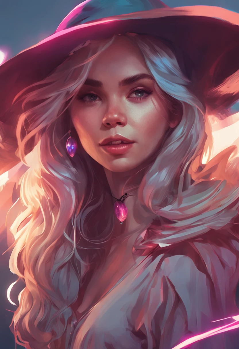 Arafed image of a woman in a hat holding a crystal ball, Arte no estilo de Guweiz, Artgerm e Atey Ghailan, Mago Celestial Lindo, estilo de arte de fantasia, mago bonito, uma jovem bruxa, Ross Tran 8 K, Retrato de um mago feminino, fanart melhor artstation, Retrato de um Mago