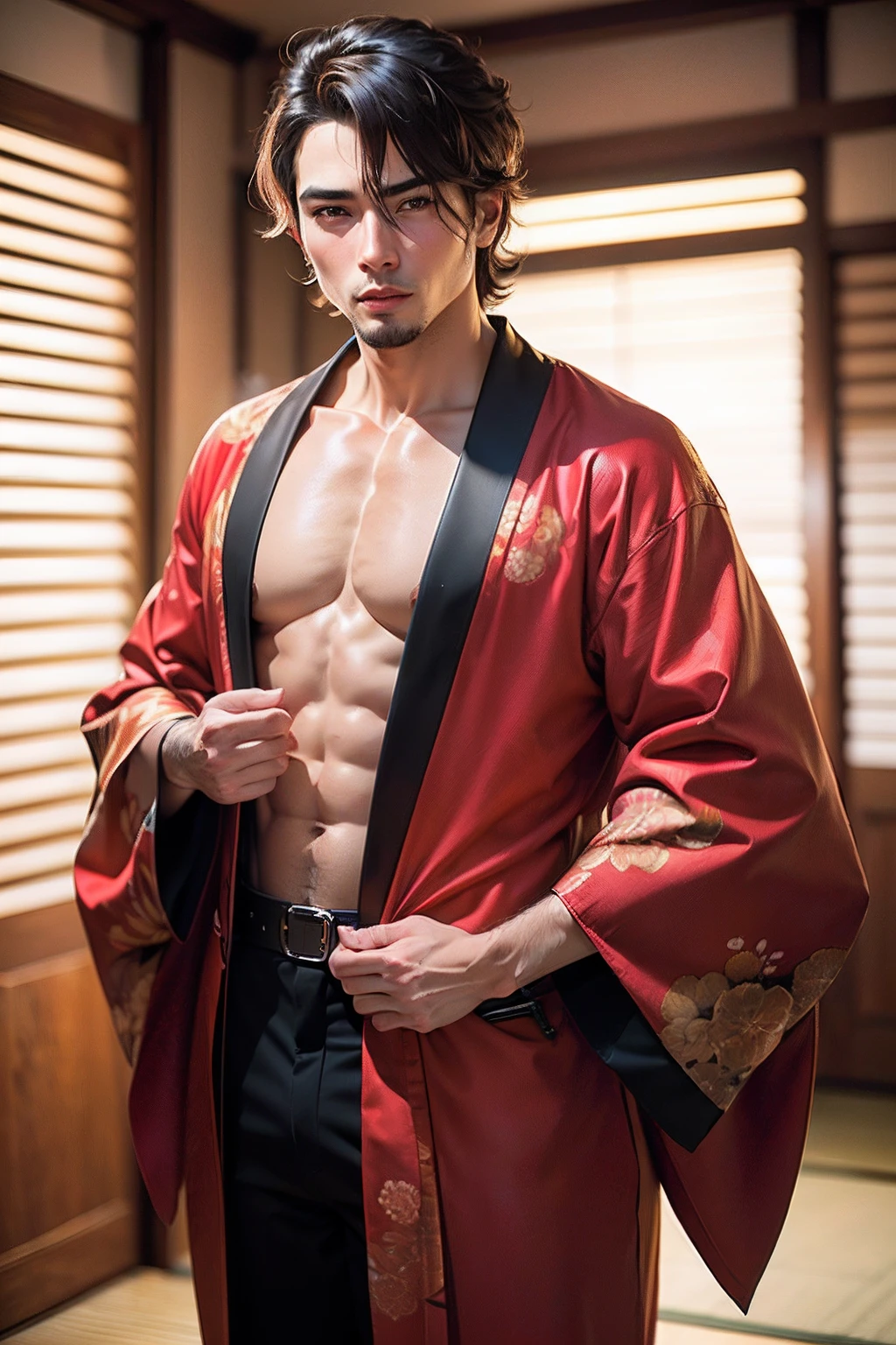 Lutador homem com kimono