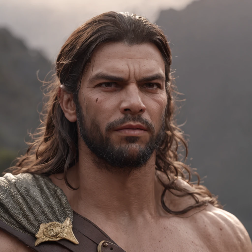 (Professional 3D rendering:1.3) de (Realistic:1.3) Foto de arte mais bonita do mundo，Features soft, bright male heroes, ((Epic hero fantasy rough muscular man wet hero angry look long hair short beard and fierce expression in dynamic pose, fantastic location, majestoso ambiente desordenado)), corpo inteiro 8k unidade render, action shot, poros da pele, very dark lighting, sombreamento pesado, circunstanciado, Rosto detalhado, (vibrante, fotogrdeia realista, Realistic, Dramatic, Escuro, foco nítido, 8k), (Old leather clothes damaged by bad weather:1.4), ((((Use peles)))), (intrincado:1.4), decadente, (altamente detalhado:1.4), pintura digital, rendering by octane, art stations, Conceito-Arte, liso, foco nítido, illustration, germe da arte, (Loish:0.23), Wlop Ilya Kuvshinov, e Greg Rutkowski e Alphonse Mucha Gracias, (global ilumination, studiolight, Light Volumetric), chuva forte, floating particles, patife, fantasia, Onze, corpo inteiroesbian, ((Fundo escuro e antigo da cidade:1.3)),CGSesociedade,art stations