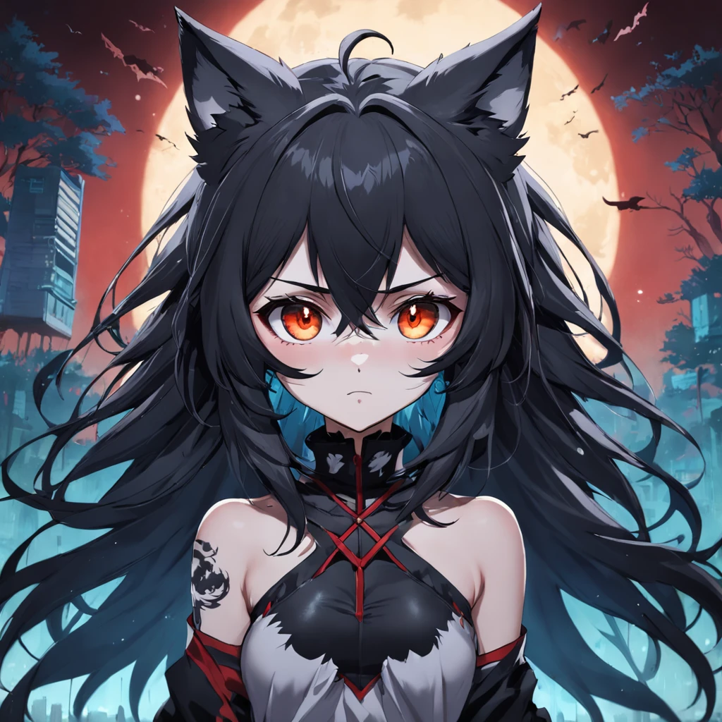 um filhote de lobo preto no estilo anime