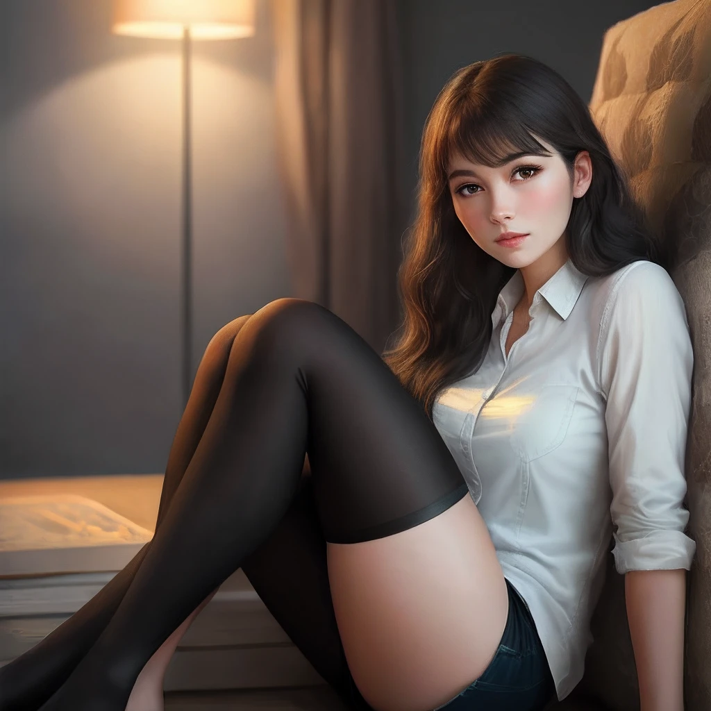 Realistic girl，Black silk long legs，full bodyesbian，