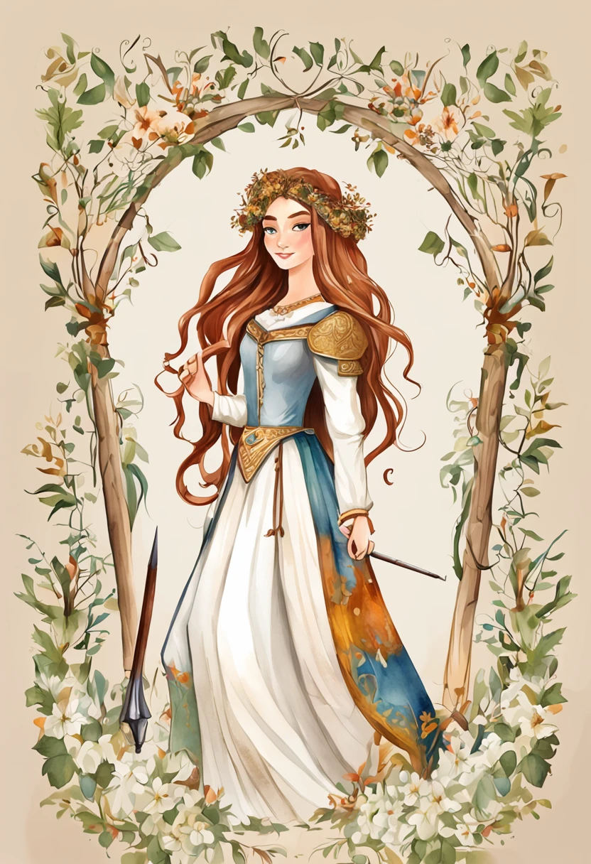 several illustrations of the same character with white background . uma princesa estilo medieval. realistic strokes. cabelo loiro