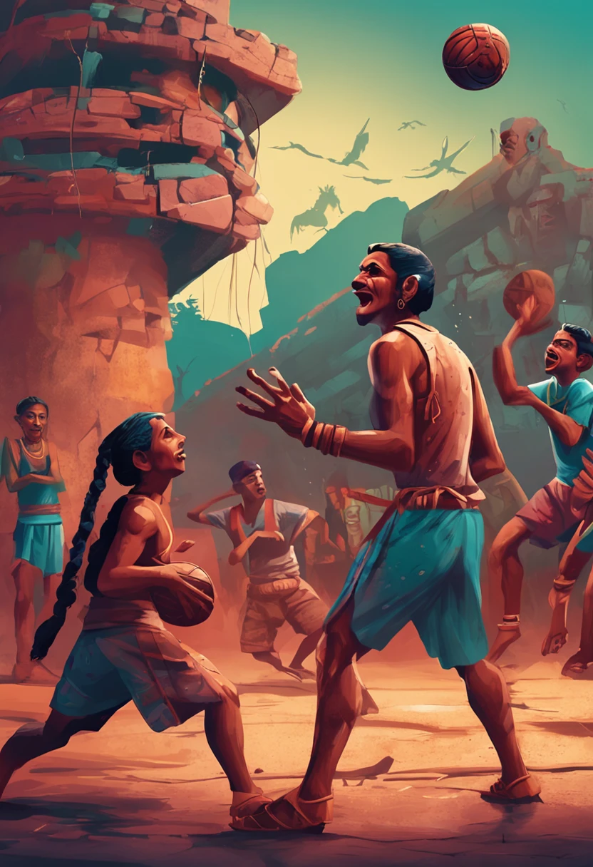 The Mayans played a game known as "polka", in which players used only their hips and knees to send the ball through a hoop.
