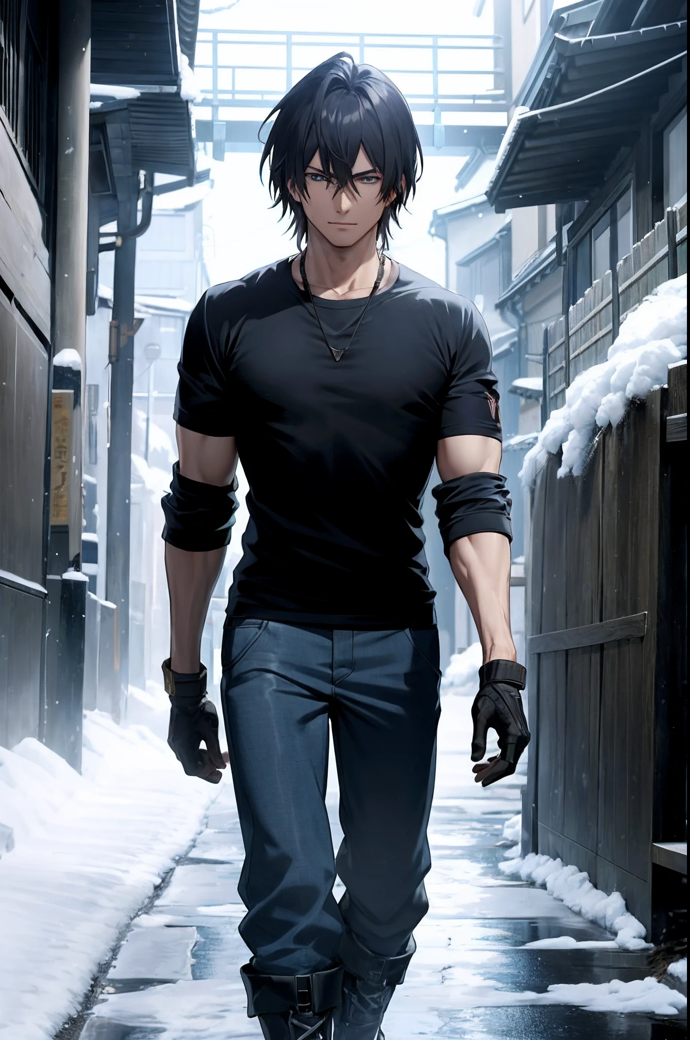 anime character walking down a narrow alley with a gun in hand, arte cg anime suave, badass anime 8 k, cara de anime alto com olhos azuis, inspirado em Yamagata Hiro, homem bonito anime, Conceito de anime HDR Anime MacManus, estilo anime masculino, personagem de anime masculino, digital advanced anime art ", Hiro, jovem homem de anime, 3 d anime realista