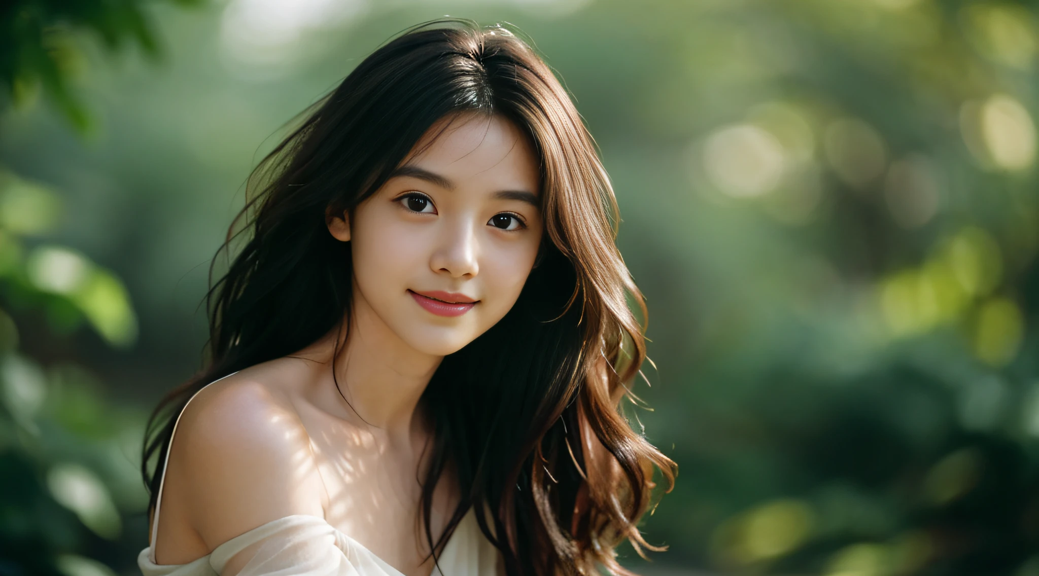 best quality, epic reality, ((in the pitch black darkness :1.4)), ((portrait:1.5)),(background: dark ) high contrast ,glorious picture, Minimum illumination, lighting Face, She was comfortable, bust, it seems, (8K, original photo, best quality),(epic reality:1.5), a woman, Face,(exquisite eyes:0.8),(looking at camera:1.4), (best quality), ( high contrast, Deep shadows),intricate details,Work,((skin:1.4)), (long dark hair:1.3), long hair, messy ,(high dynamic range:1.5),detailed, color, upscale, masterpiece, original photo (20 years old, looking at the audience), fair, (wearing underwear,), (((bare breasts))), (((bare breasts))), (((bare breasts))), (((bare breasts))), Perfect areola，Light-colored areola, nature, perfect composition, portrait, 完美的 Face, Smile expression, charming eyes, Bright details, close lips, (高skin细节),, (blue tint: 0.6), (Sale: 0.8), (bloody: 0.7), Accent lighting , (backlight: 0.5), medium depth of field, Canon 5D, 50mm lens, F/4 apertures, (Super detailed, intricate details), sharp focus, soFt color, 8K, absurd, 80mm, dark background, photography, Smile, ease ,