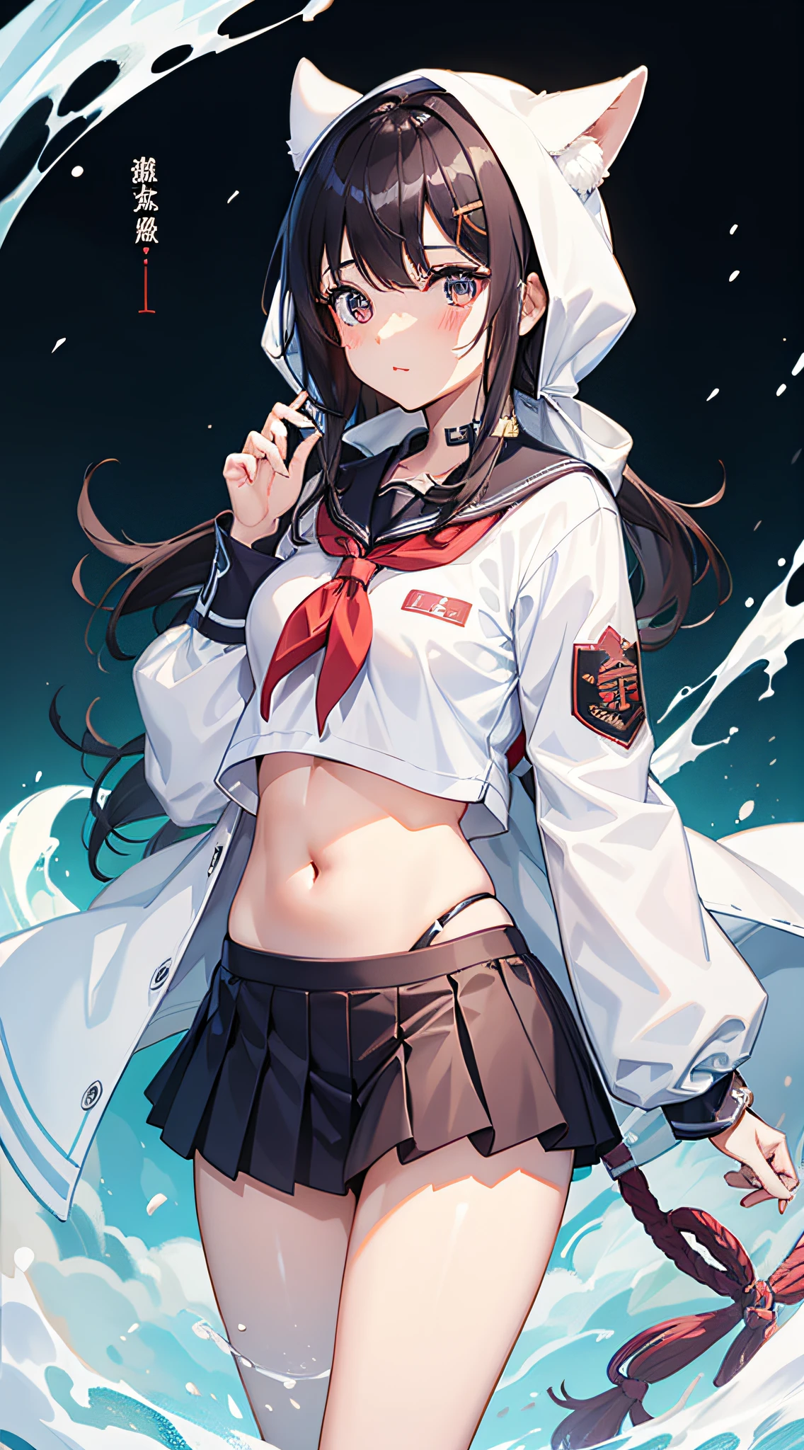 14岁,Kizi,Bundled,White fluid from the ,Wear a school uniform,revealing her belly,