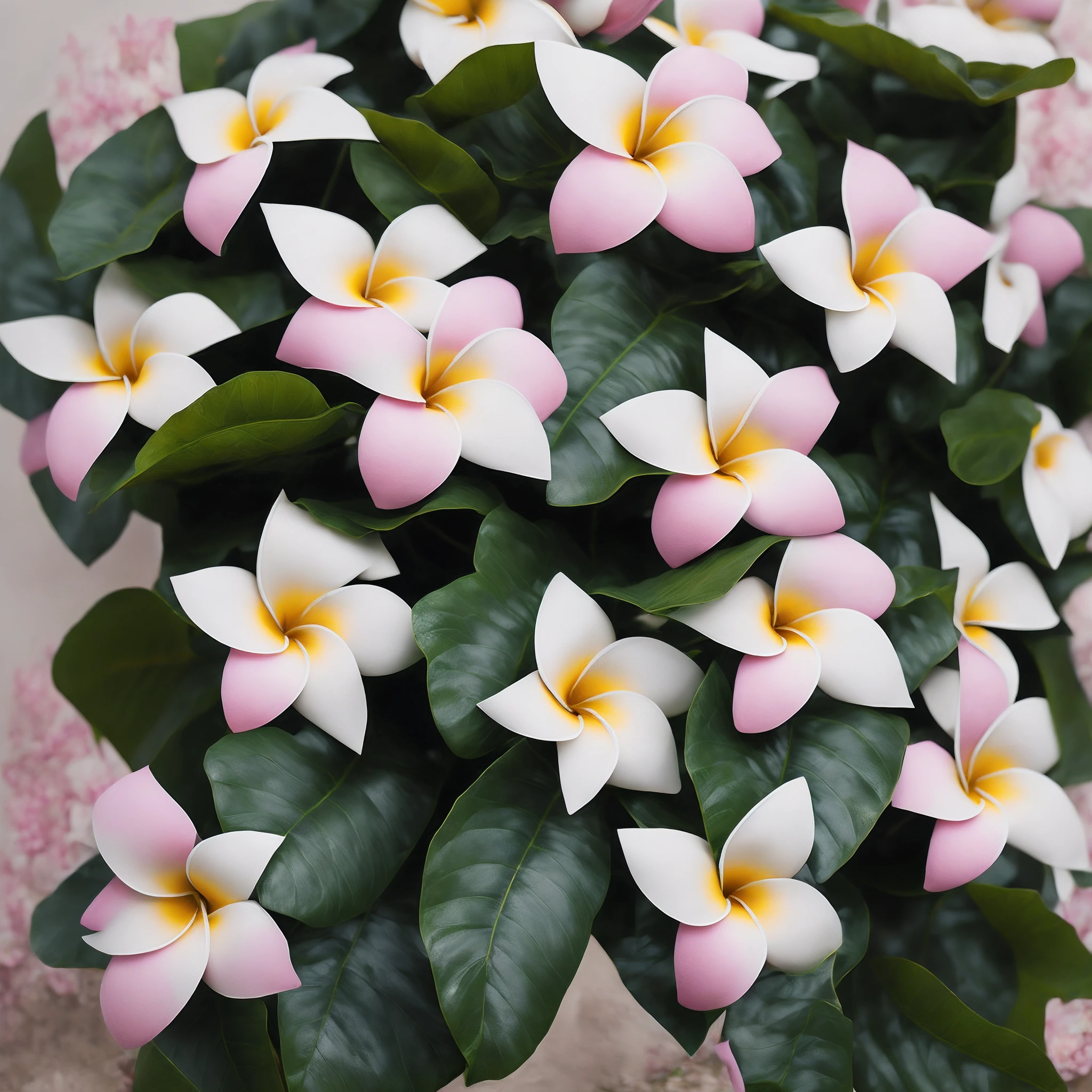 high-level image quality、Ultra-dense、Plumeria、White and pink plumeria flowers、Plumeria flowers、Southland
