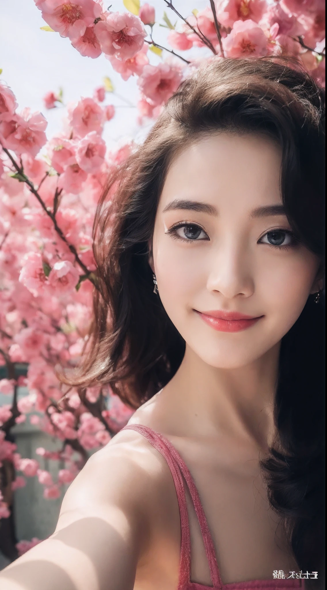 (8K, RAW photo, Photorealistic:1.25) ,( Gloss on lips,glossy finish, Glossy glossy skin, Best quality, 超A high resolution, color difference, Caustics, Wide light, naturalshadow) look with serenity and goddess-like bliss to the spectators,(depth of fields:1.6), (colorful unfocused lights on background:1.2) ,very natural make-up,Cloudy day shooting . slender eyes.downcast eyes. A distant look in her eyes、Smile,(Gorgeous summer dress)(Fashion professional model)、Radio City、Medium hair