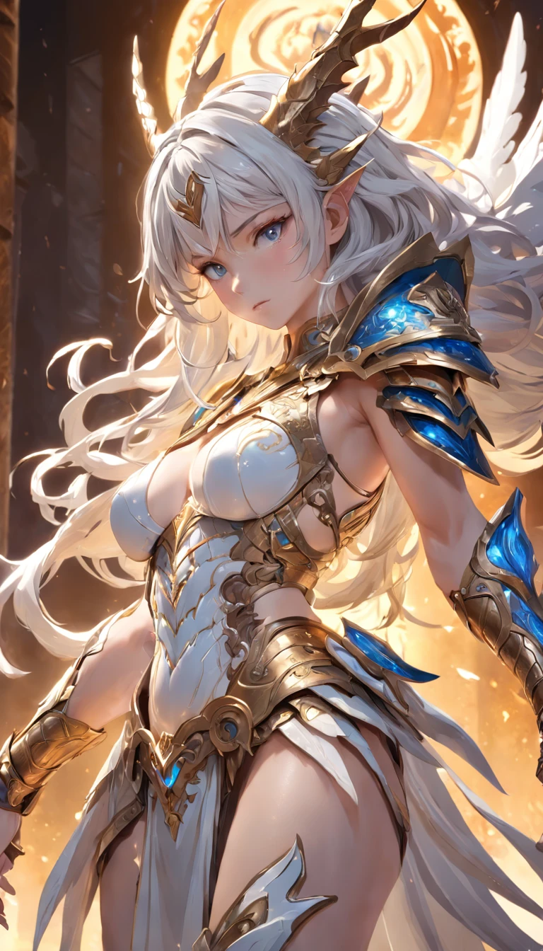 (extremely detailed CG unity 16k wallpaper:1.1), (Denoising strength: 1.45), (tmasterpiece:1.37), side lighting, lifelike texture, Full-body female Greek gods wore intricate armor, Control a white dragon, Glowing skin, Detailed cuirass, Wild flowing hair, tattoos on the arms, bigbreasts, Art germ, Ultra-detailed intricate artistic trends in ArtStation ternary colors, intricately details, god rays, sparkle, glowing light, UHD, award winning