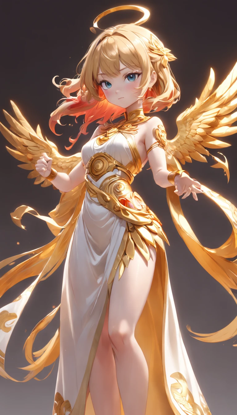 (Stand full body to take pictures:1.5), (extremely detailed CG unity 16k wallpaper:1.1), (colorful:1.2) (+perfect hand+:1.21), (Denoising strength: 1.45), Dynamic angle, (Athena wore a golden holy robe:1.5), (Masterpiece: 1.3), (Best Quality: 1.3), (Ultra High Resolution), Full Body, (Bicephal: 2), (Natural Skin Texture), (Beautiful and Beautiful), Intricate Details), Simple Background, (White Background: 1.5), .pixar, Happy Face, Solo, Chibi, .chibi, (Lychee: 0.5), (double lychee: 0.2), (Chinese style: 1.5), 3D, C4D, blender, god rays, drop shadow, ray tracing, glowing light, sparkle