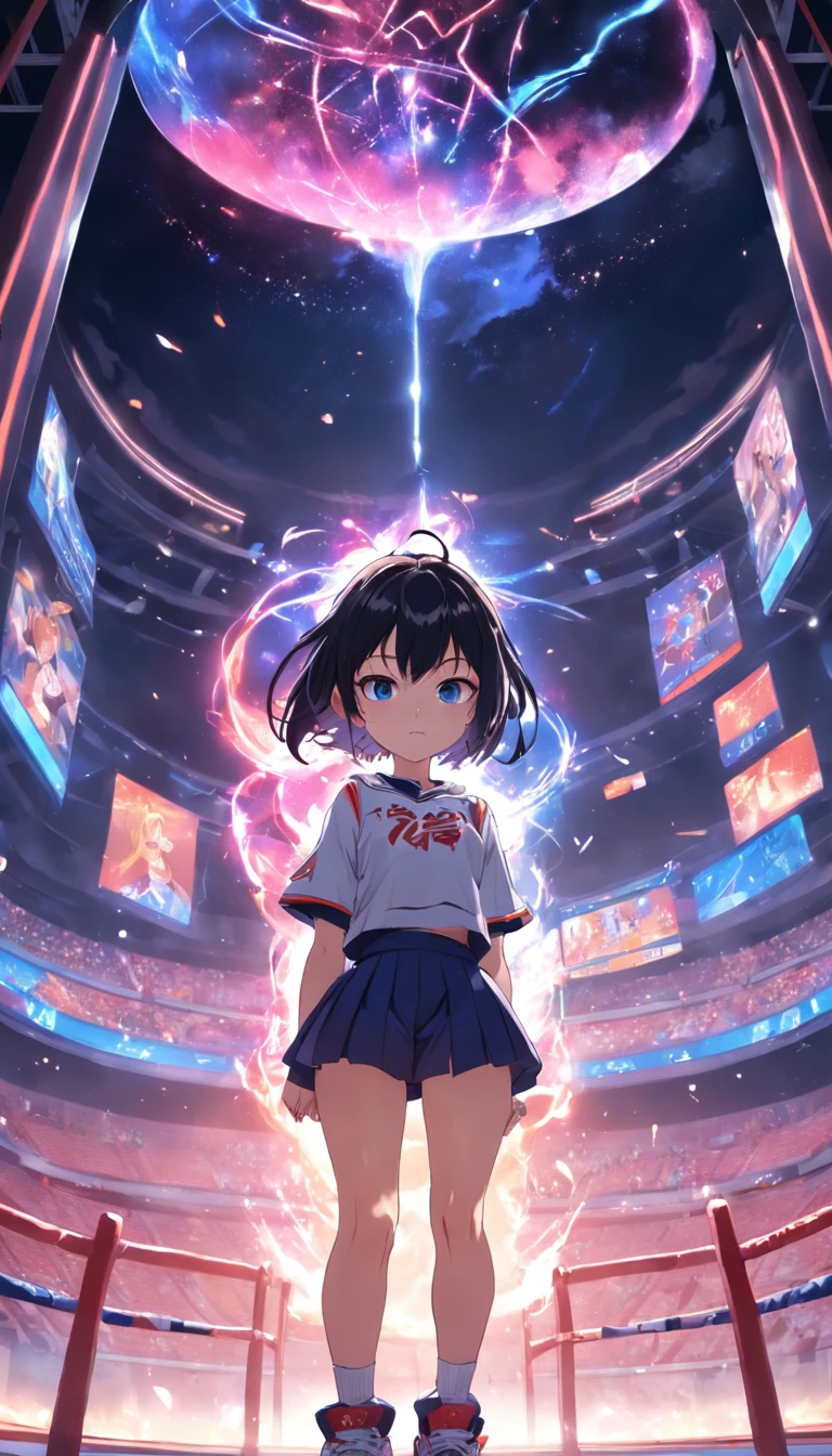 I'm a girl in high school gym clothes。Play sports。a pixie cut、