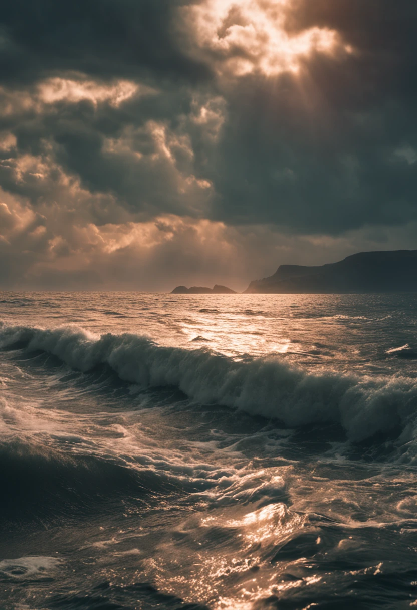 ENORME PIEUVRE / DANS LA MER / TERRIFFIANTE PIEUVRE /ATTAQUE UN NAVIRE / 8K PICTURE/ PERFECT LIGHT /CINEMATIC PRO