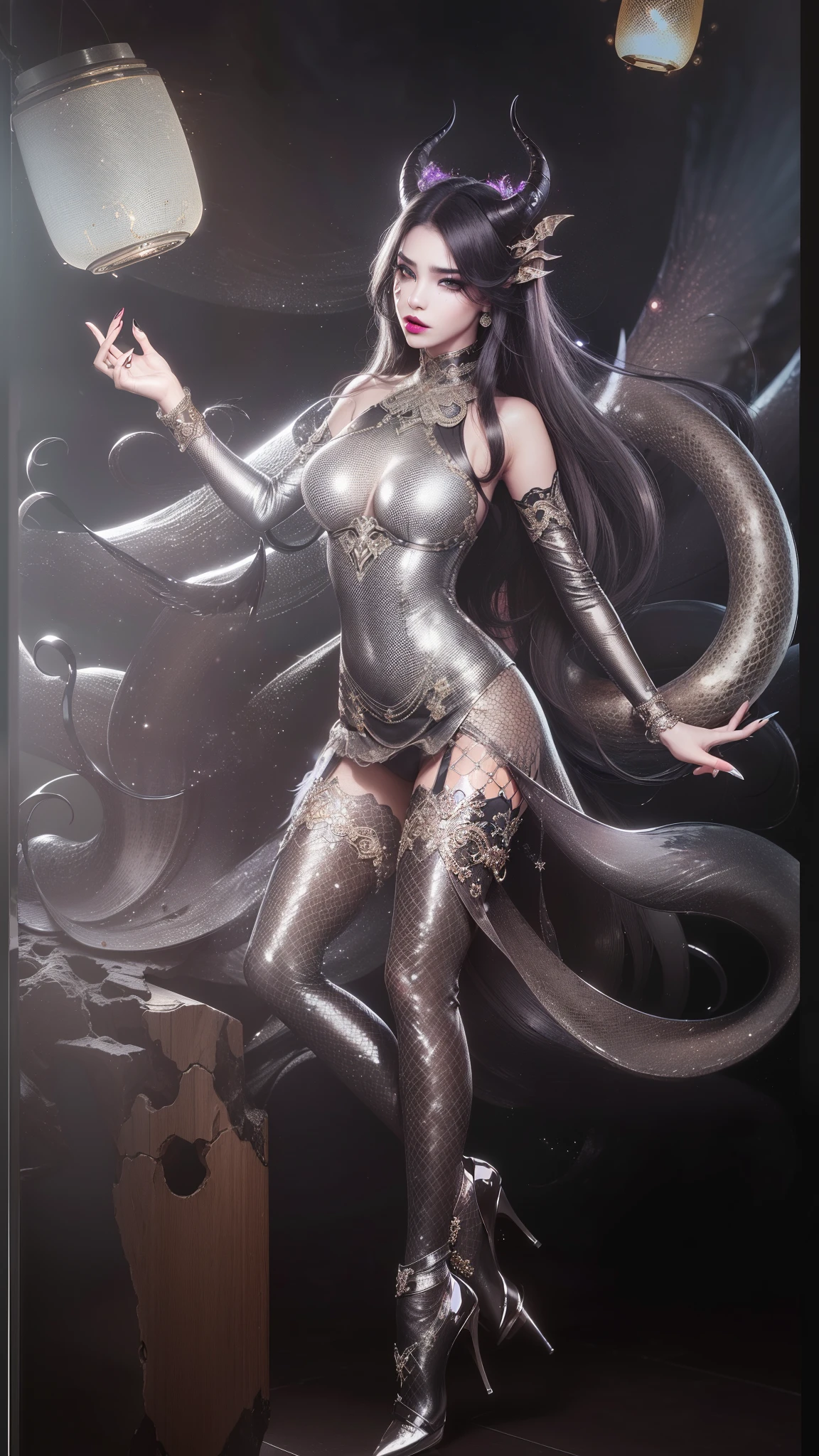 (black hair,horns,demonic,tail,wings,bdsm,stockings,thigh highs,high heels,:1.2),
BREAK
(standing,full body,looking at viewer,:1.2),
BREAK
(dark theme,moody.hell,lava,hellscape,demon realm:1.2),
BREAK
(detailed 8k,cgi,uhd,sharp focus,digital art:1.0),
BREAK
(whole body:2.0),
BREAK
(detailed hair,smooth skin,oiled skin, glistning skin, shiny skin:1.8),
BREAK
(gorgeous female,huge breasts,perfect female body,sexy, narrow waist,skinny body,young:1.1),
BREAK
(makeup, eyeliner,eyelashes,detailed eyes,lipstick,puffy lips,botox,pursed lips,thick lips,big lips:1.4),
BREAK
fakelips7-2500, hnsrdlf style,