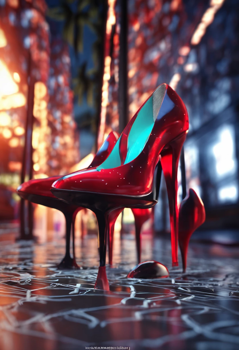 quadratic element，Black silk beauty is choosing her favorite high heels