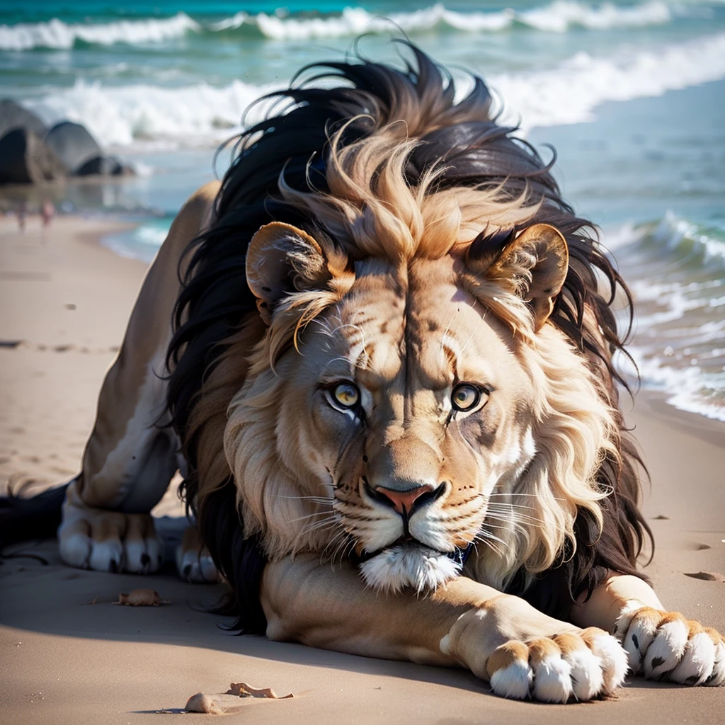 lion in the beach --auto --s2