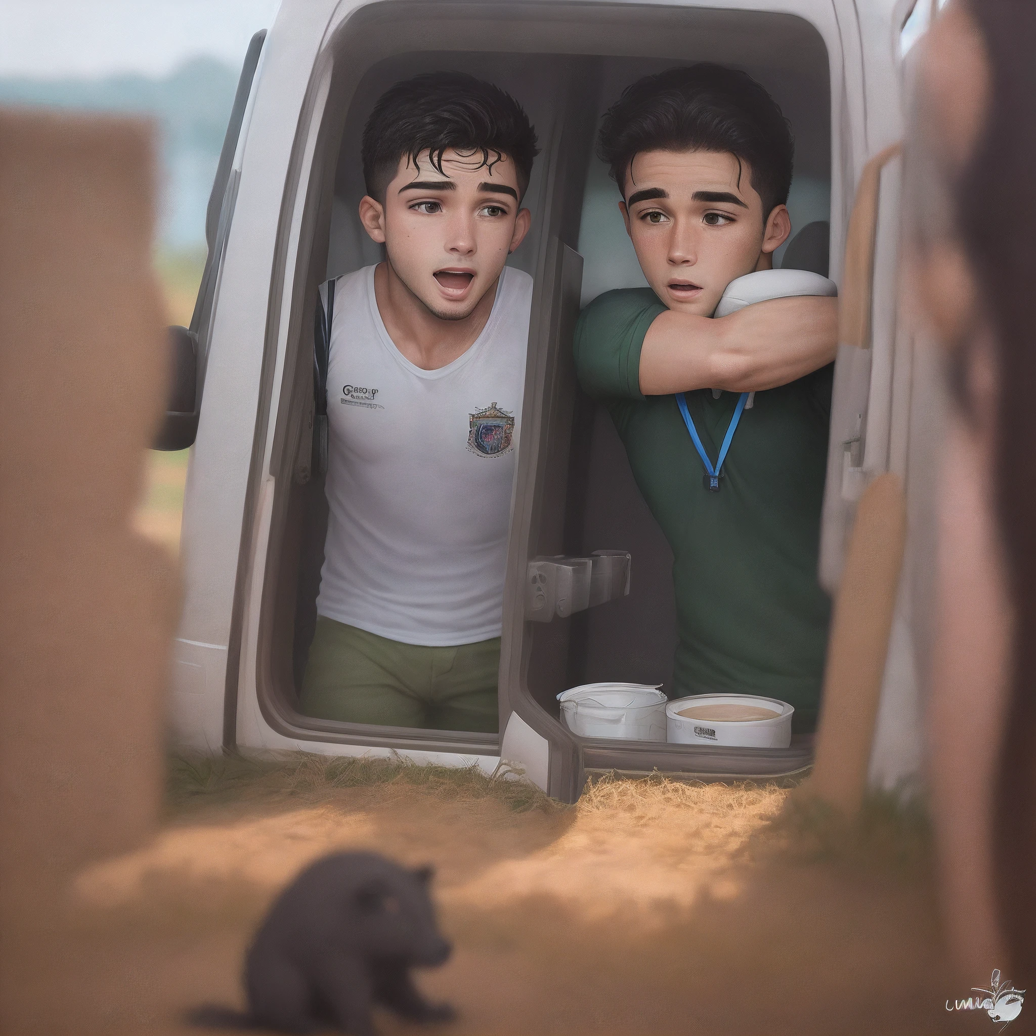 Crie uma imagens de um garoto com uma cenoura na frente