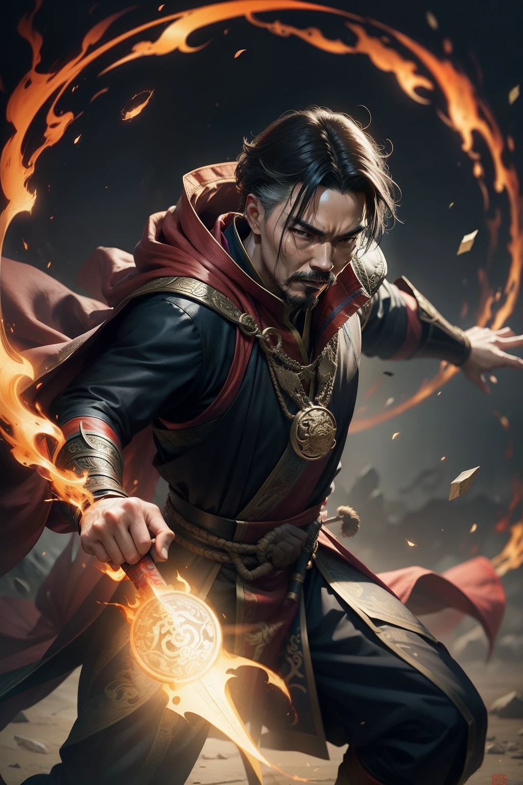 dr strange dressed as chinese warrior