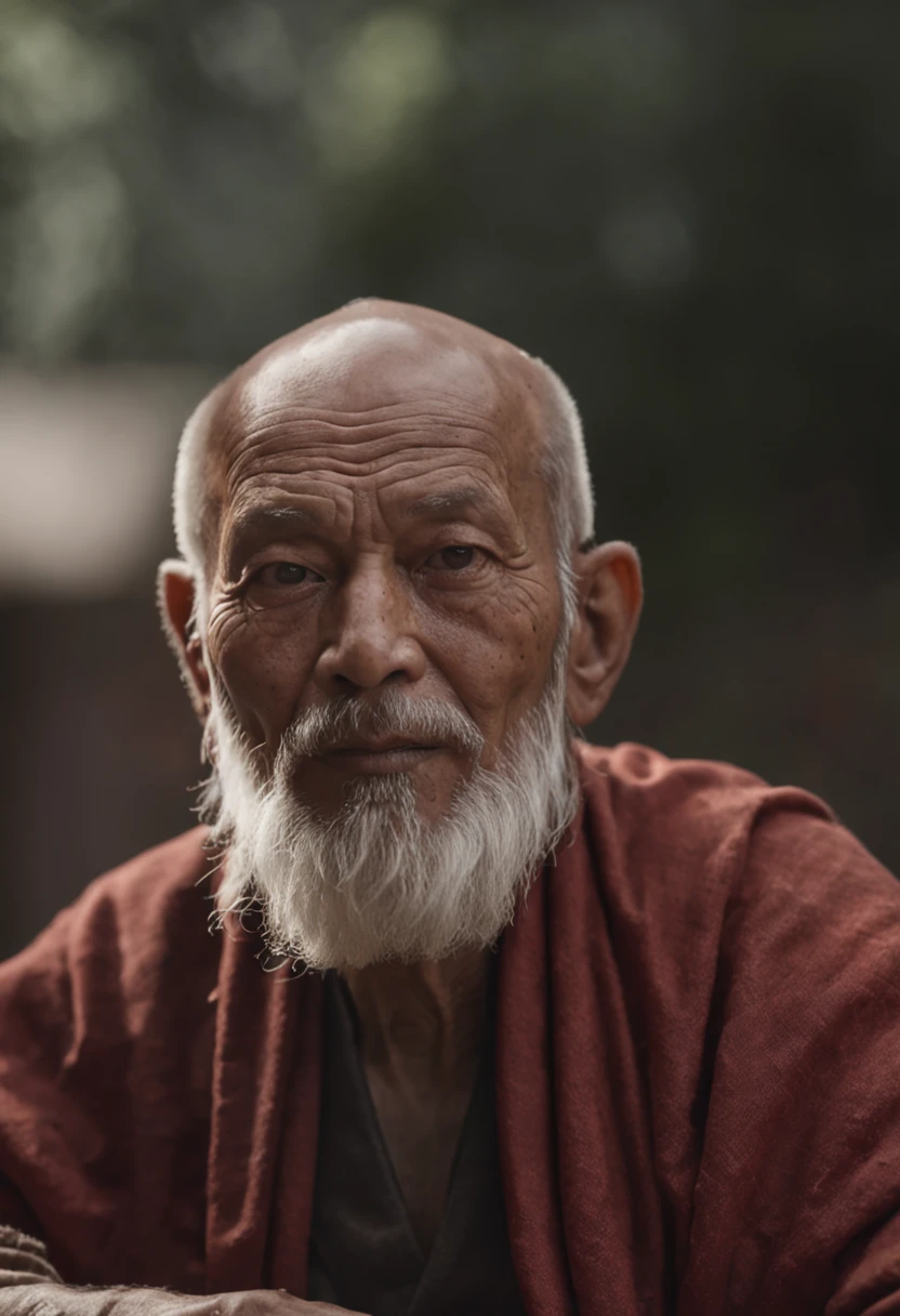 "Old monk,glad, professional colorgraded, soft shadow, Clean Sharp Focus, cinematic photography"